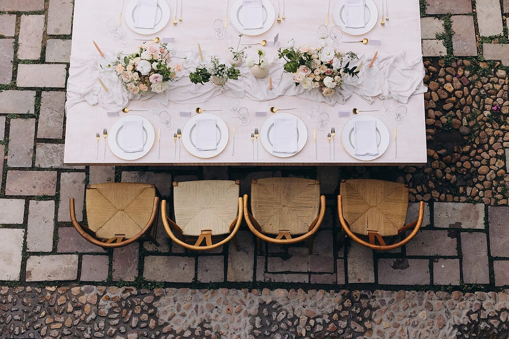 Ophelia Florist - Destination Wedding in San Miguel de Allende - Pink and Peach Florals Table Setting