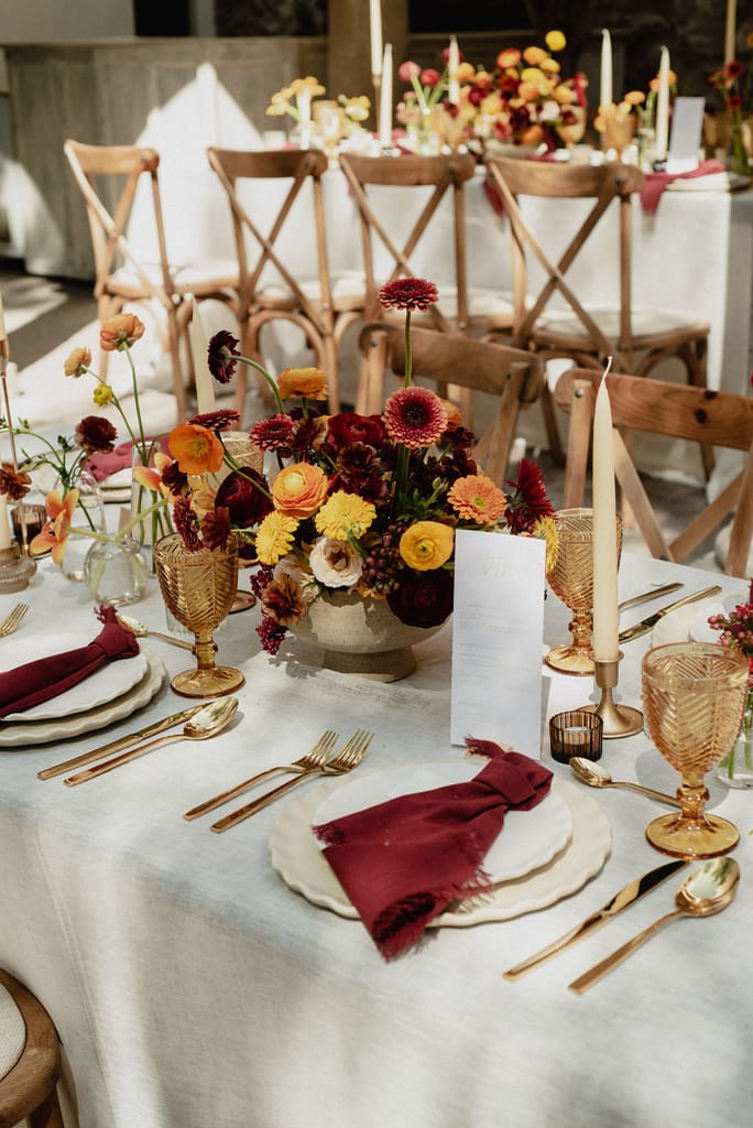 Dark Red and Yellow Wedding Flowers, Destination Wedding, San Miguel de Allende, Ophelia Florist
