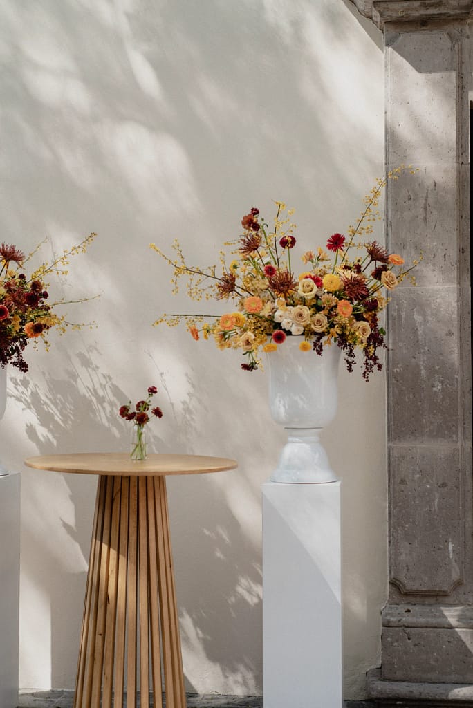 Dark Red and Yellow Wedding Flowers, Destination Wedding, San Miguel de Allende, Ophelia Florist