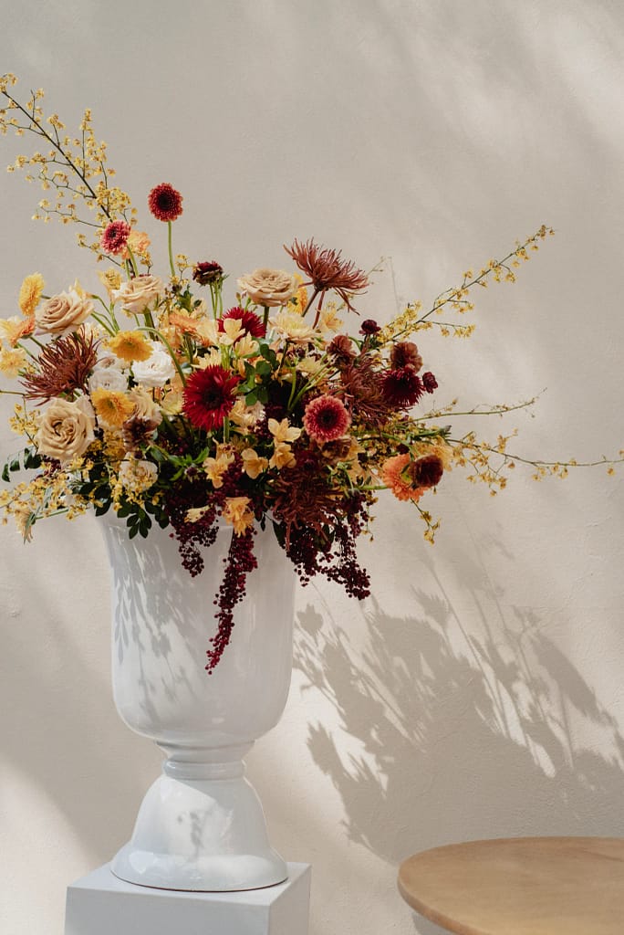 Dark Red and Yellow Wedding Flowers, Destination Wedding, San Miguel de Allende, Ophelia Florist