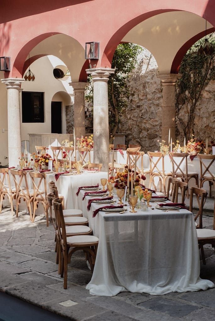 Dark Red and Yellow Wedding Flowers, Destination Wedding, San Miguel de Allende, Ophelia Florist