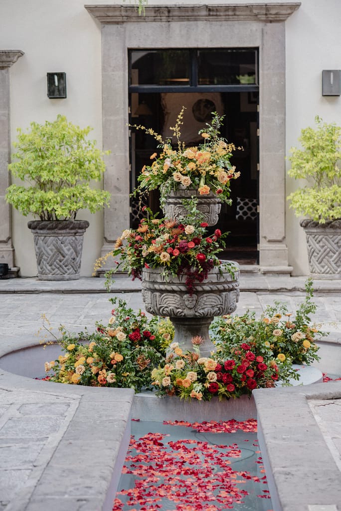 Dark Red and Yellow Wedding Flowers, Destination Wedding, San Miguel de Allende, Ophelia Florist