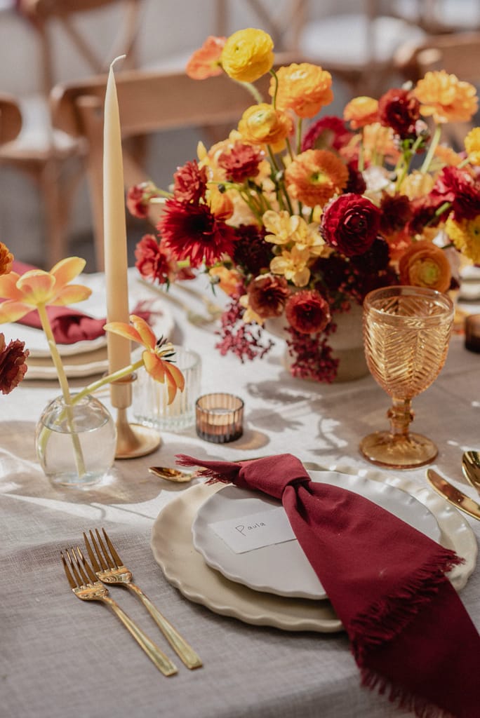 Dark Red and Yellow Wedding Flowers, Destination Wedding, San Miguel de Allende, Ophelia Florist