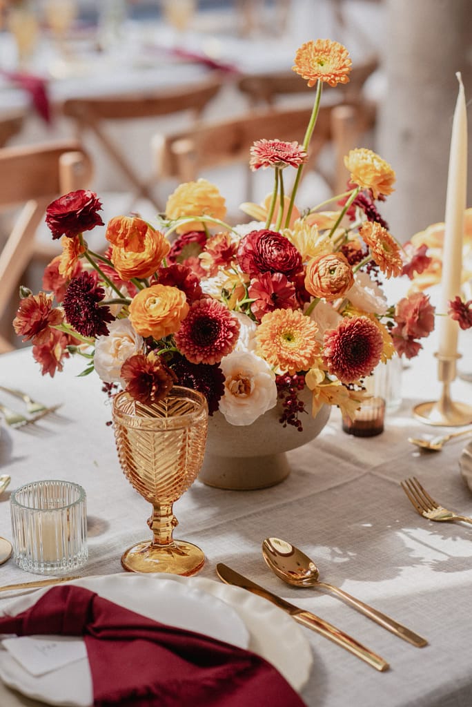 Dark Red and Yellow Wedding Flowers, Destination Wedding, San Miguel de Allende, Ophelia Florist