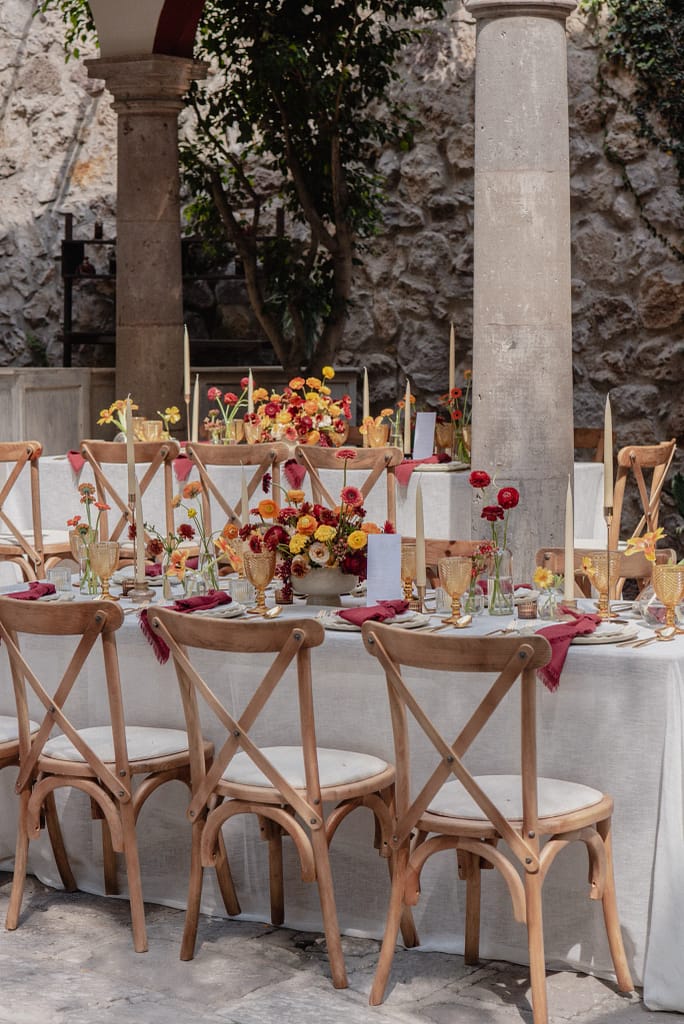 Dark Red and Yellow Wedding Flowers, Destination Wedding, San Miguel de Allende, Ophelia Florist