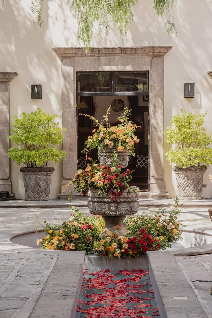 Dark Red and Yellow Wedding Flowers, Destination Wedding, San Miguel de Allende, Ophelia Florist