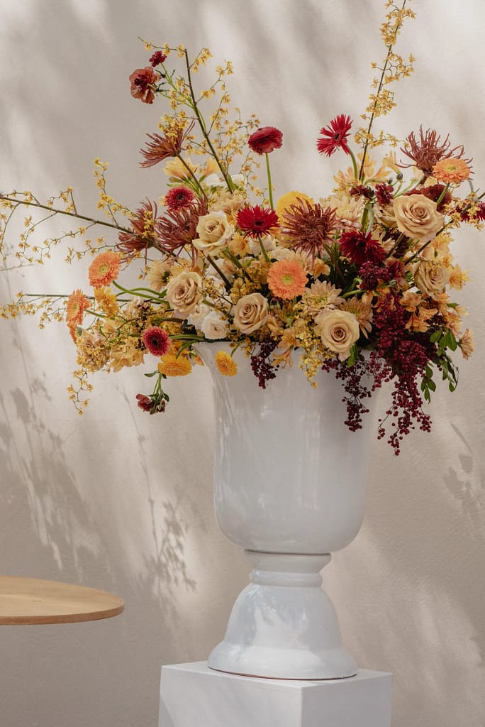 Dark Red and Yellow Wedding Flowers, Destination Wedding, San Miguel de Allende, Ophelia Florist