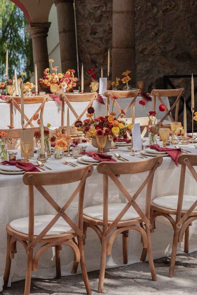 Dark Red and Yellow Wedding Flowers, Destination Wedding, San Miguel de Allende, Ophelia Florist