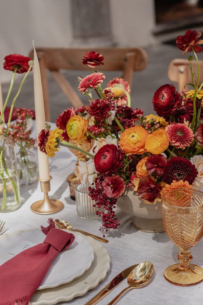 Dark Red and Yellow Wedding Flowers, Destination Wedding, San Miguel de Allende, Ophelia Florist