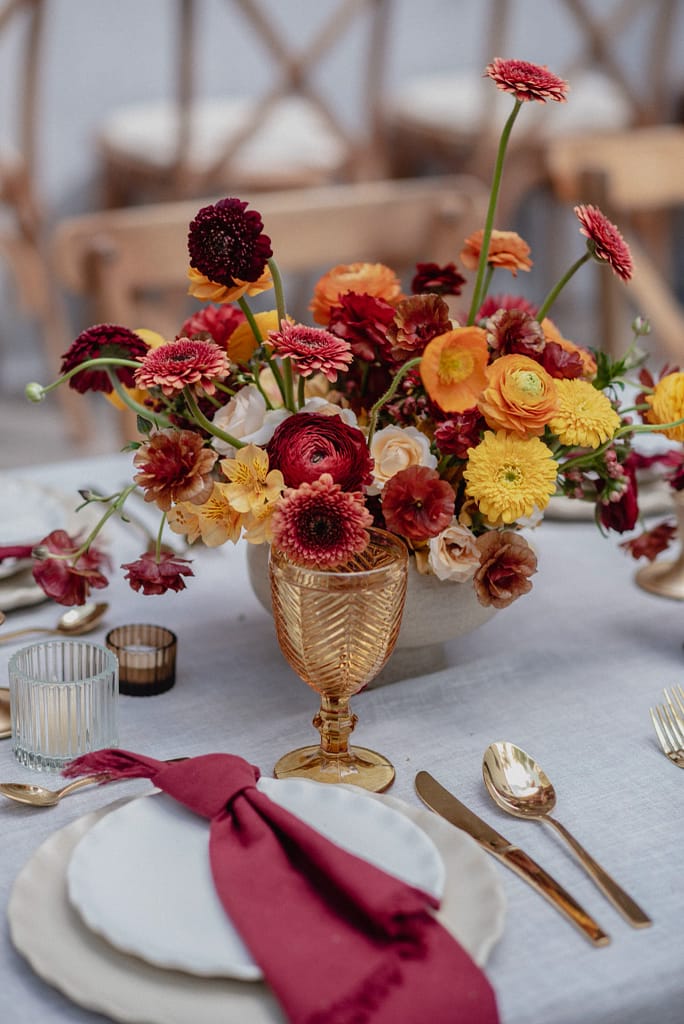 Dark Red and Yellow Wedding Flowers, Destination Wedding, San Miguel de Allende, Ophelia Florist