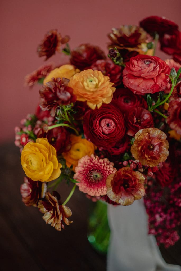 Dark Red and Yellow Wedding Flowers, Destination Wedding, San Miguel de Allende, Ophelia Florist