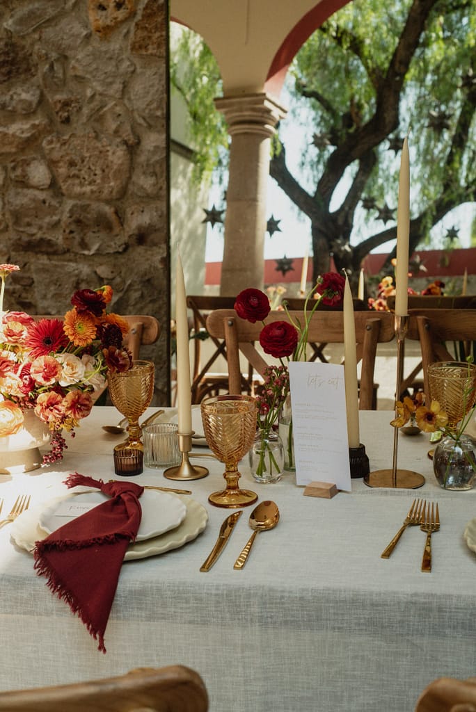 Dark Red and Yellow Wedding Flowers, Destination Wedding, San Miguel de Allende, Ophelia Florist