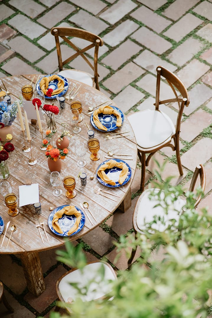 Place Setting with Mexican Flowers and Bright Colors